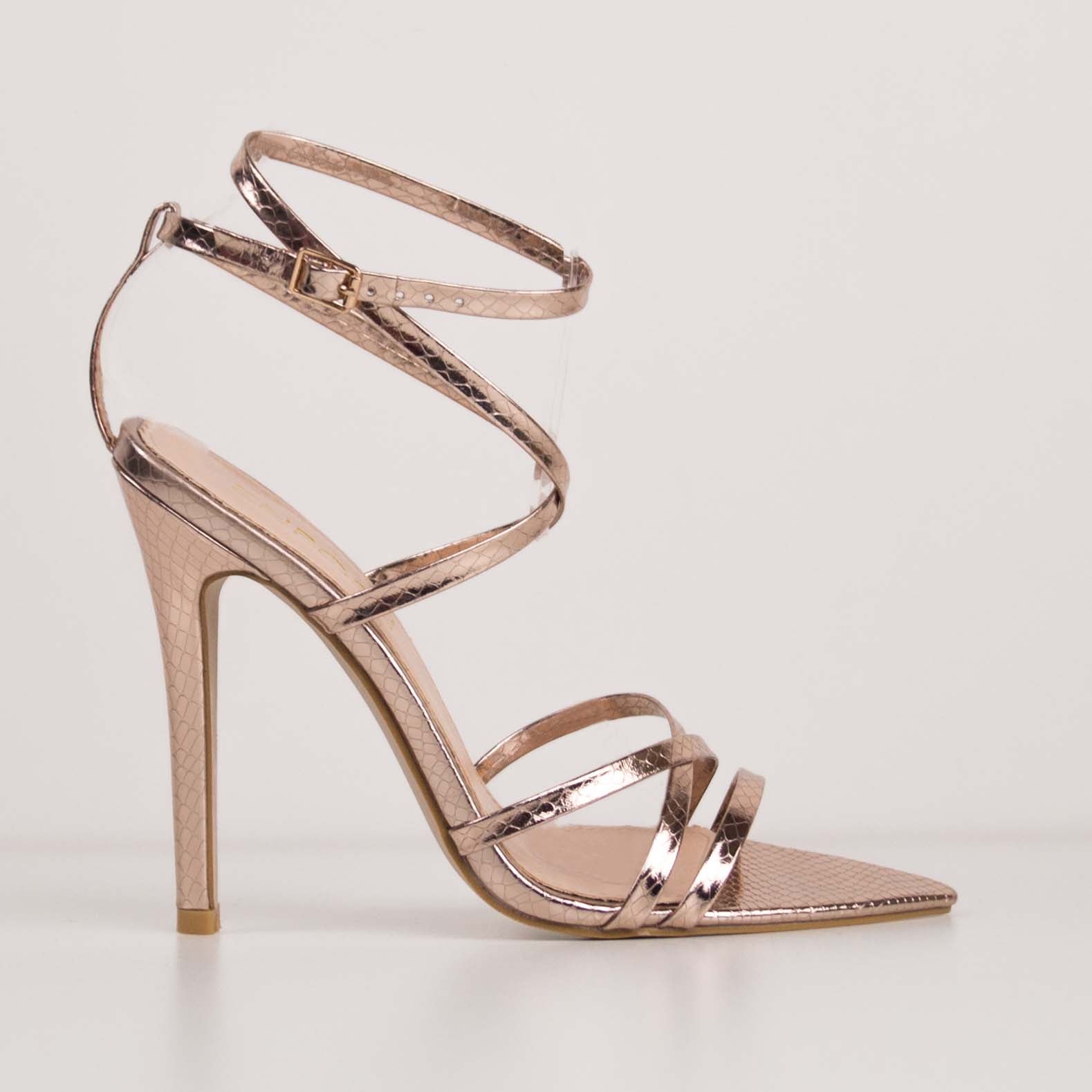 PRUE - Rose Gold Stiletto Pointed Heels 