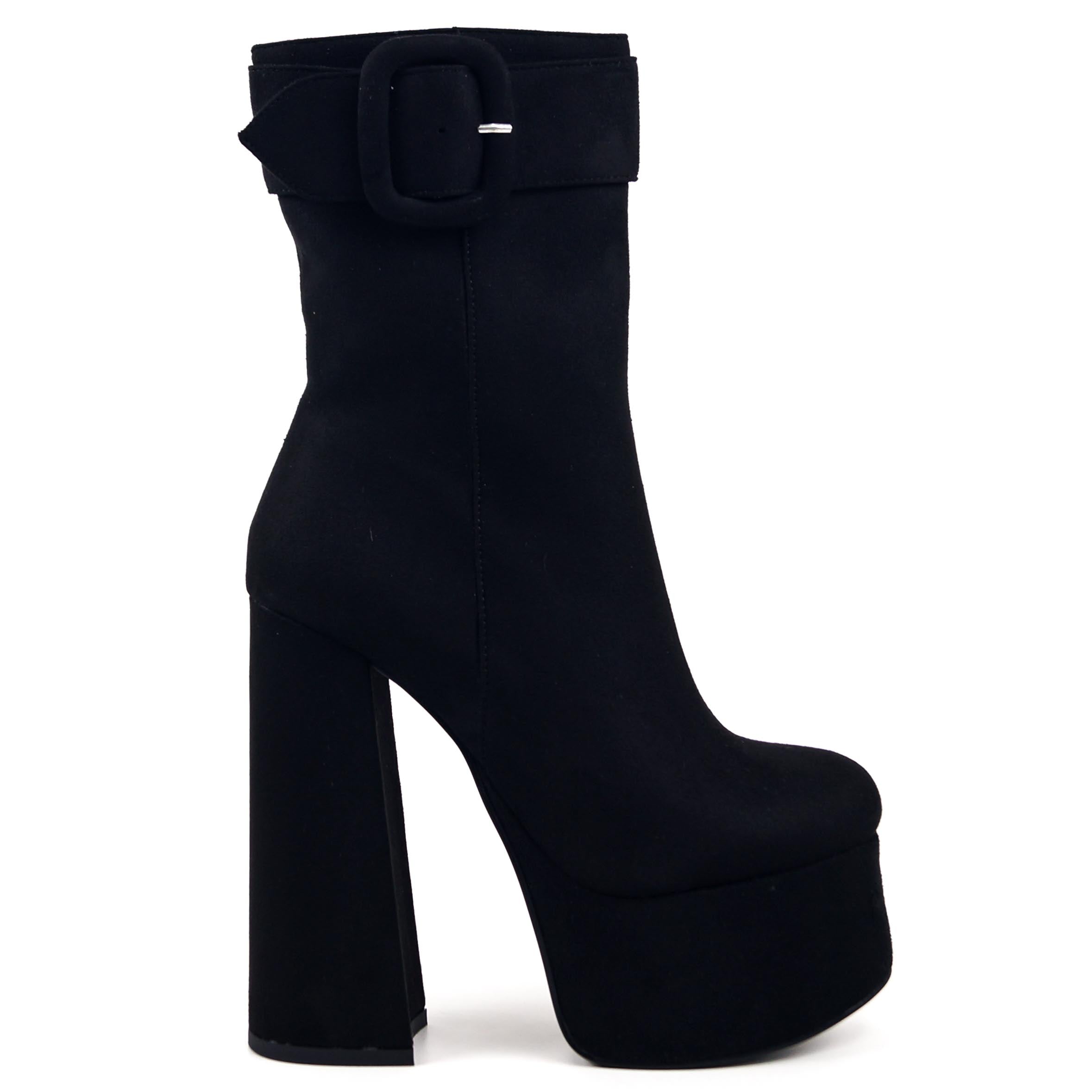 faux suede platform ankle booties