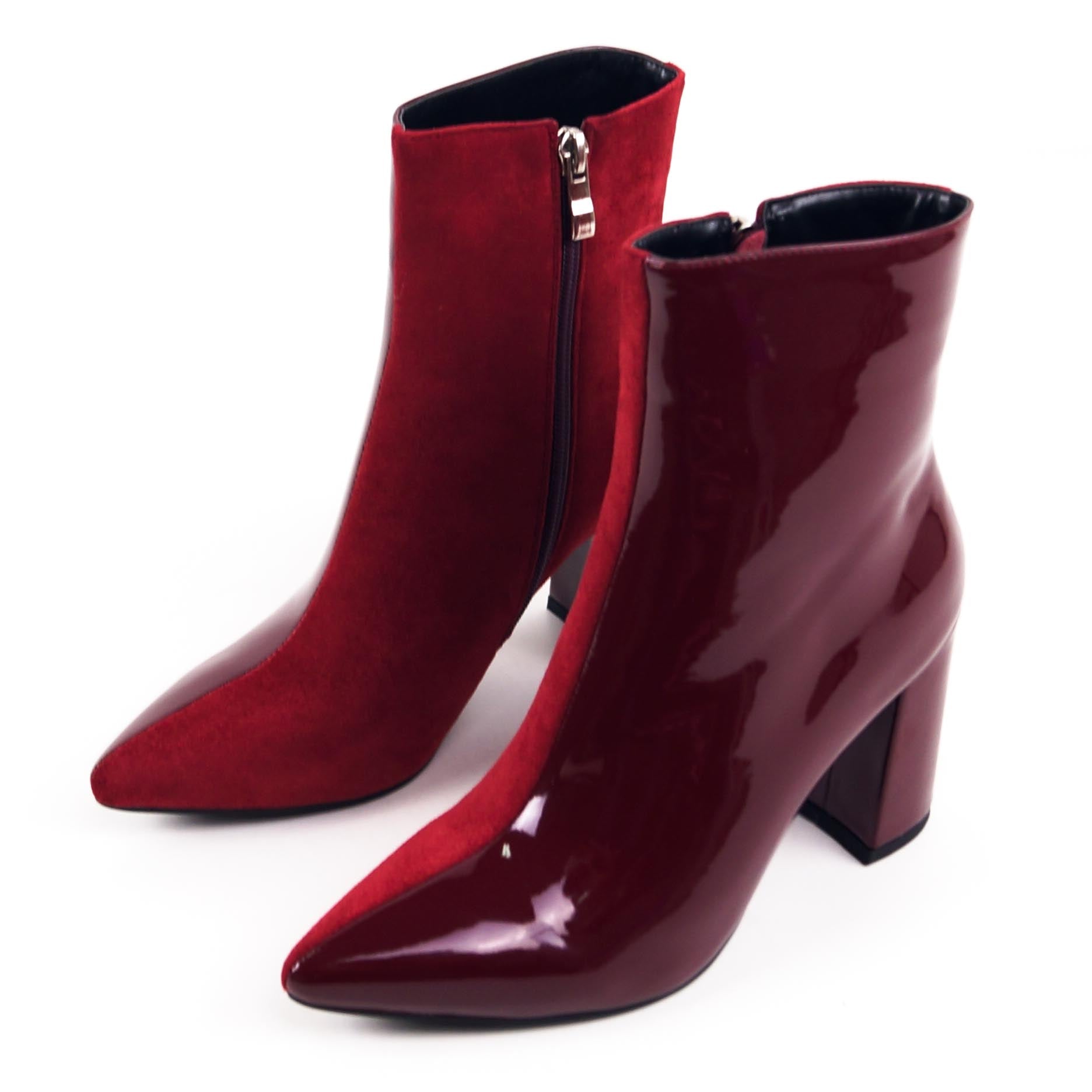 red suede block heel boots
