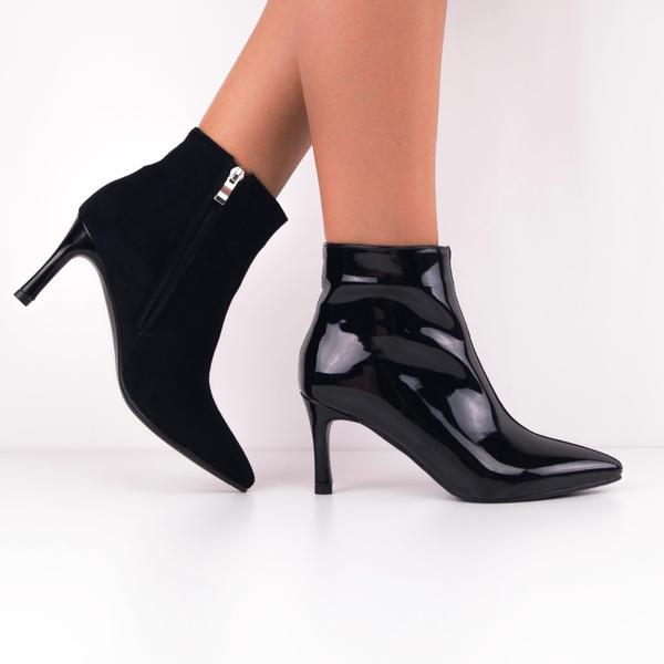 Duo Black Patent-Suede Ankle Boots with 
