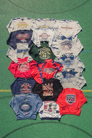 Vintage Super Bowl Crewnecks and Hoodies from Packers, 49ers, Patriots, Bengals at Double Double Vintage 