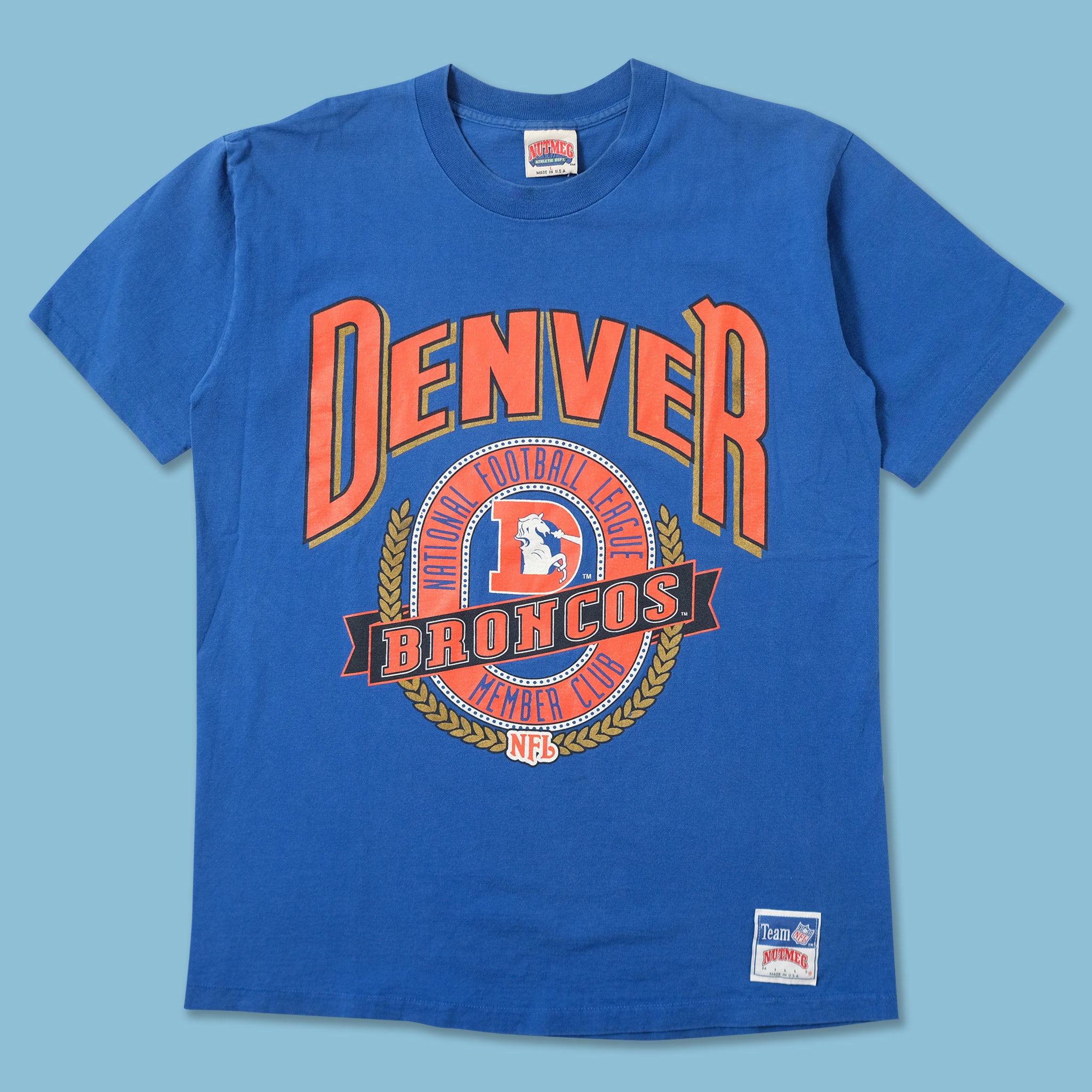 Vintage 90S Denver Broncos Afc West Orange Graphic Print Tee Nfl