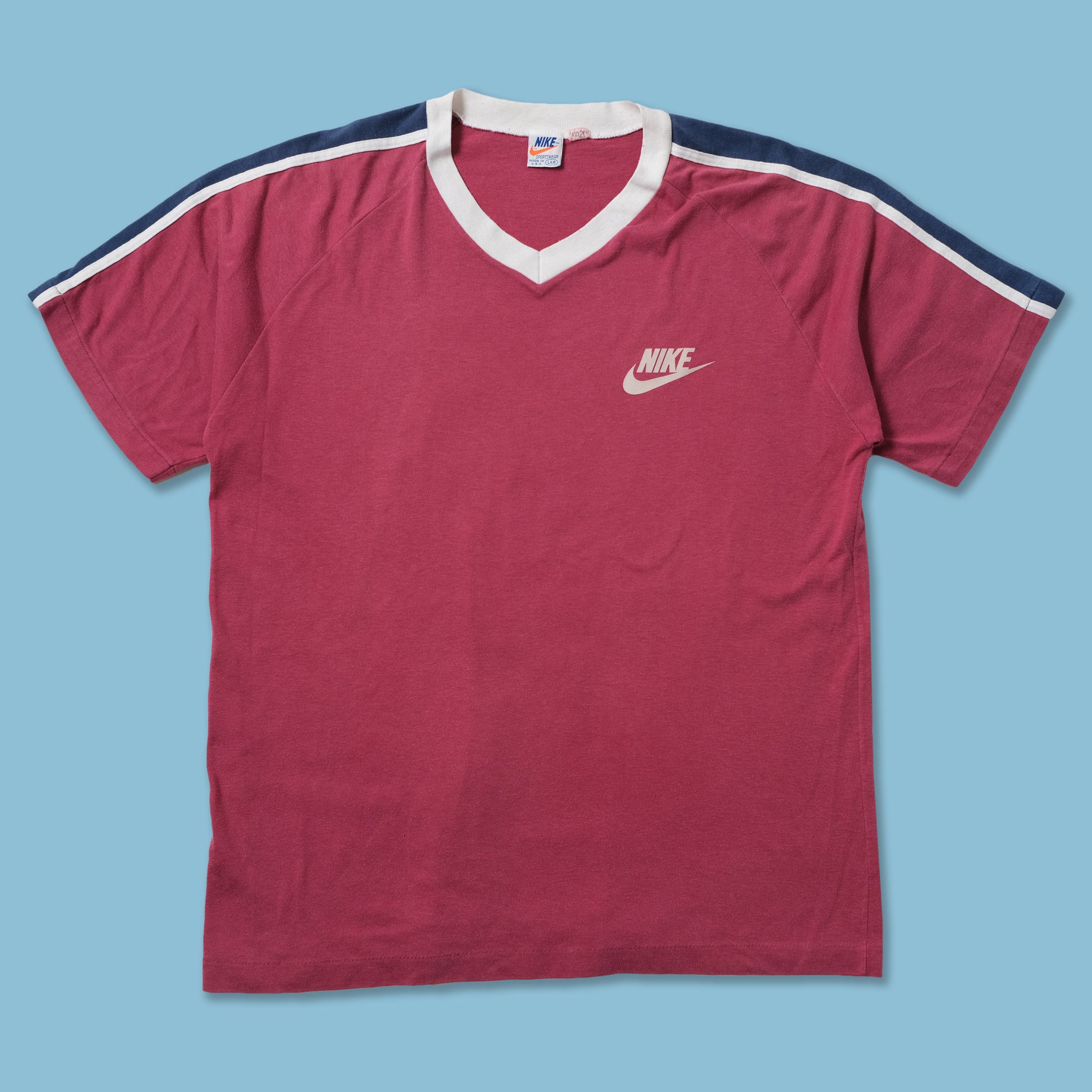 Vintage 80s Nike V-Neck T-Shirt Large 
