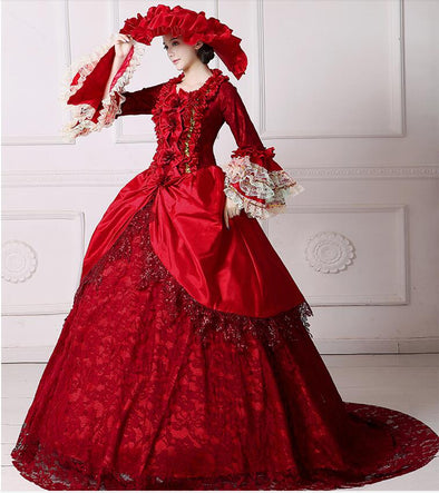 red victorian gown