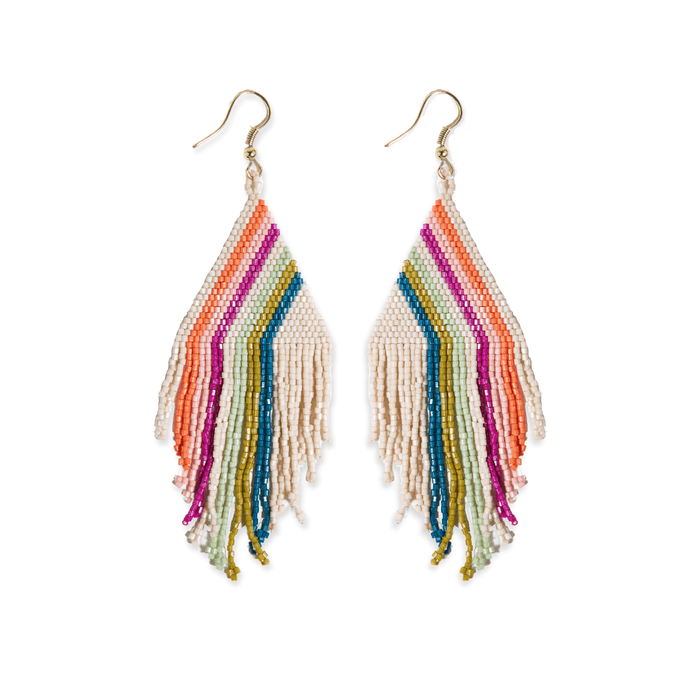 INK+ALLOY Michele Solid Beaded Fringe Earrings in Blue