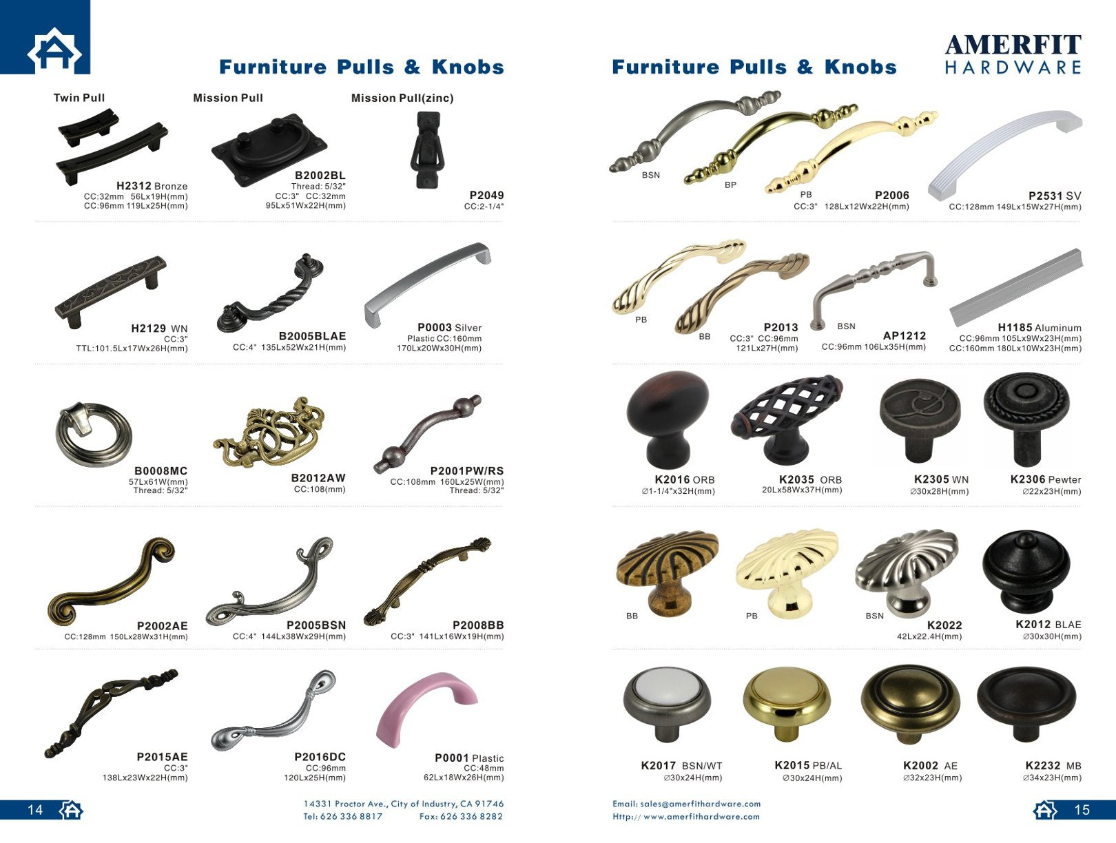 Amerfit decorative furniture pulls knobs