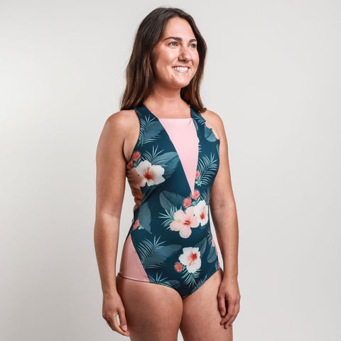 Floral Style Perissa Athletic One Piece Swimsuit by Hakuna Wear