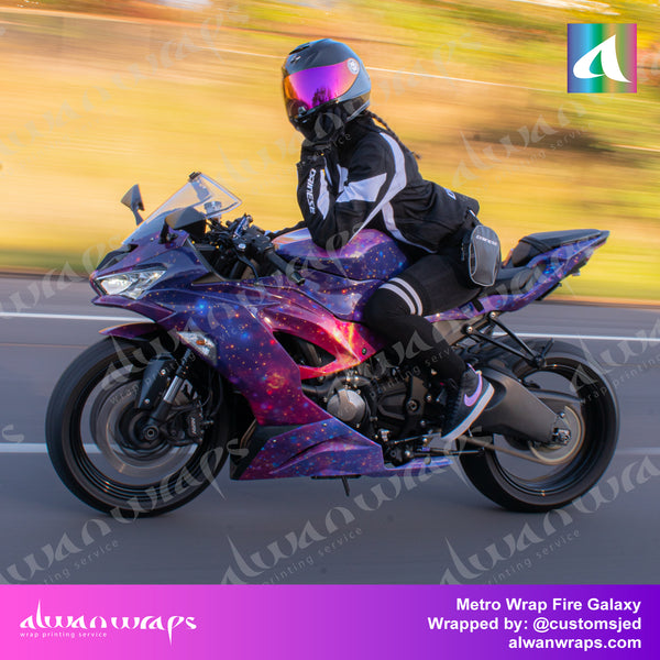 Custom galaxy motorcycle wrap