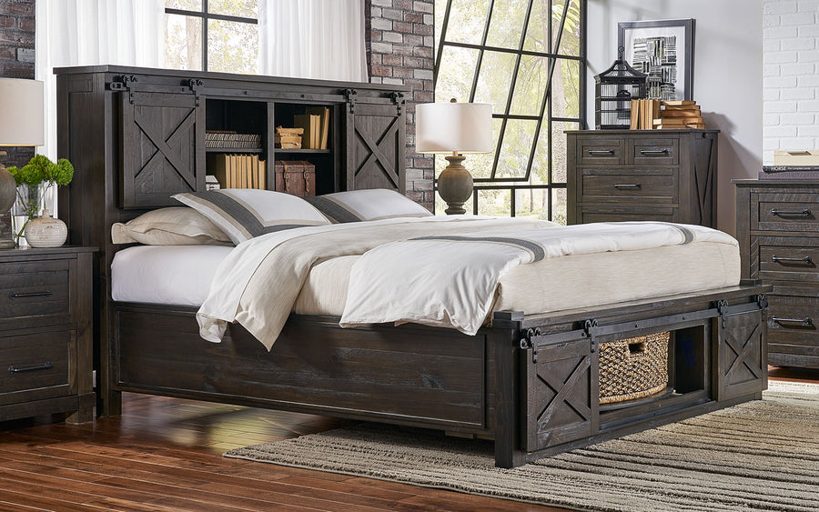 Sun Valley Cal King Bed Storage Headboard W Rotating Storage Bedroom