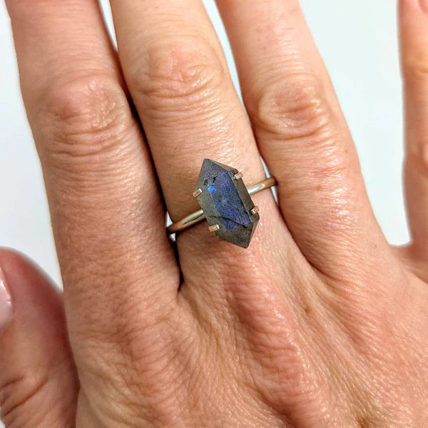 Double Terminated Labradorite Ring