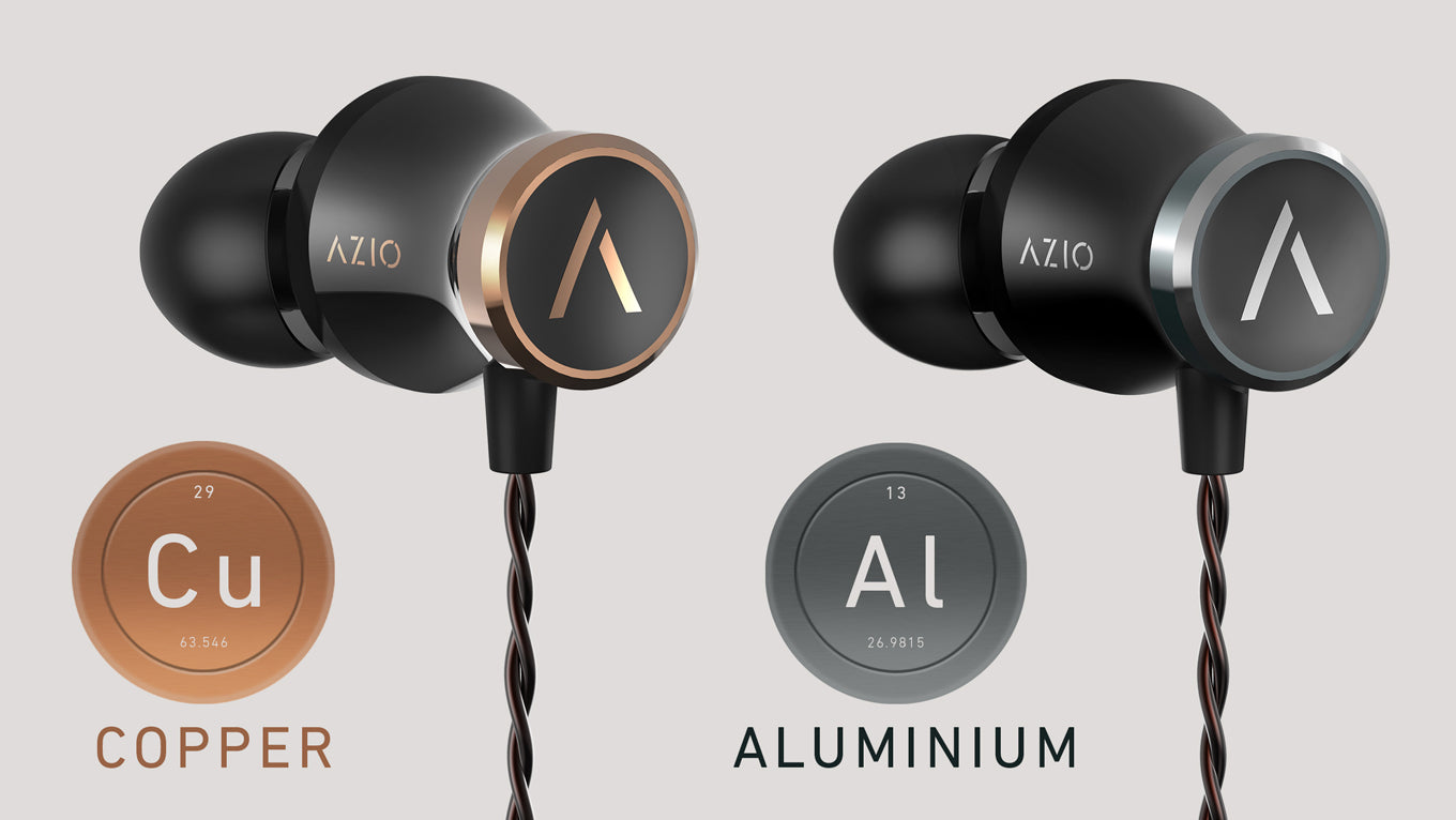 AZIO HEARA Hi-Res Earphone w/ Hybrid Dual Driver, Copper/Alum