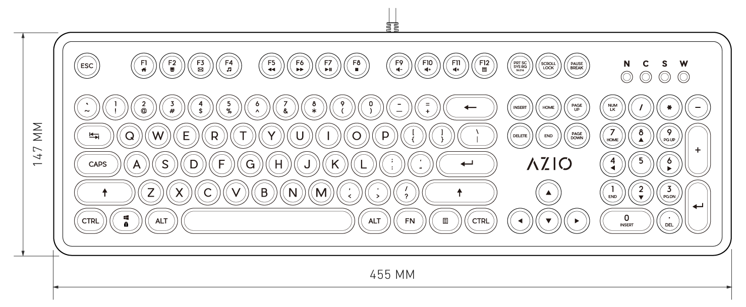 Teclado Mecánico Retro Azio Mk Negro I Oechsle - Oechsle