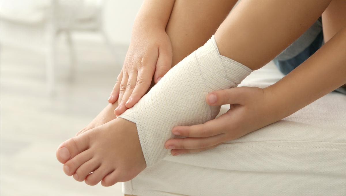 foot with wrap bandage