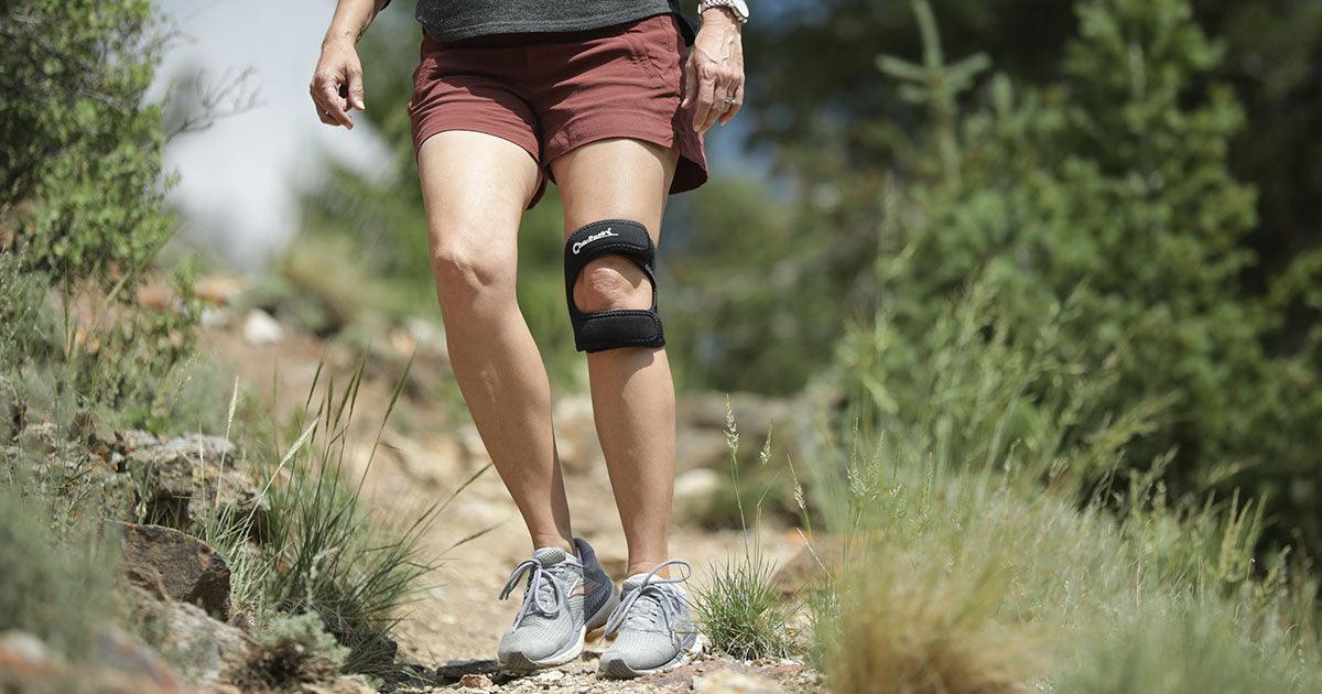 hiker with knee strap