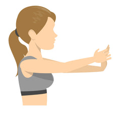 Lady stretching arm with a wrist extensor stretch