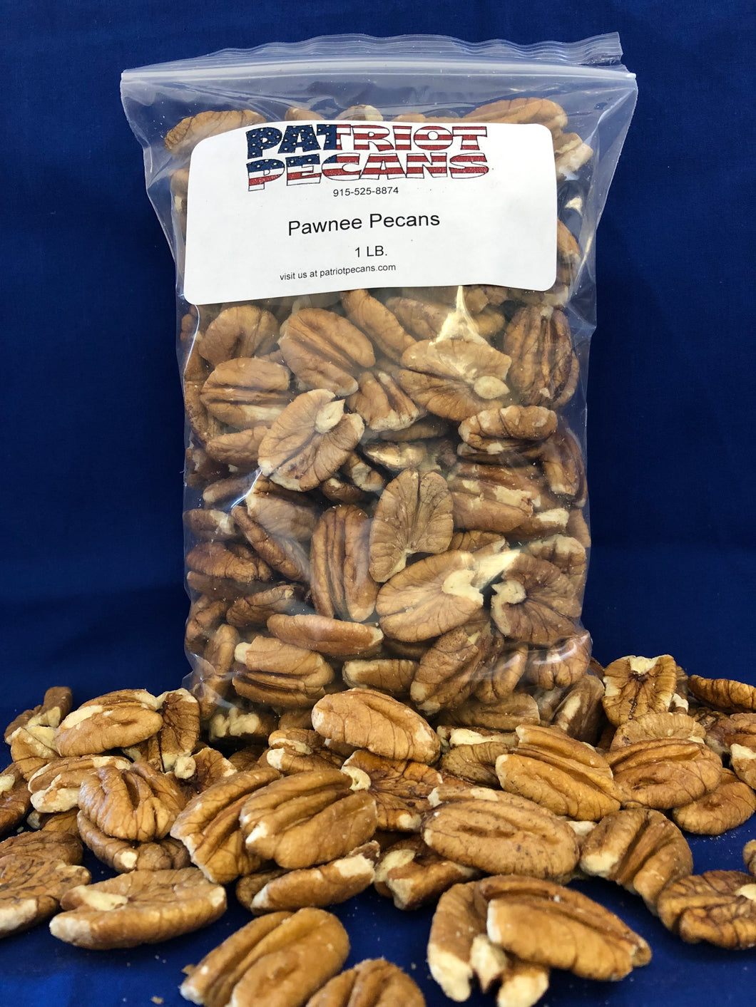 Pawnee Pecans 1 pound halves Patriot Pecans