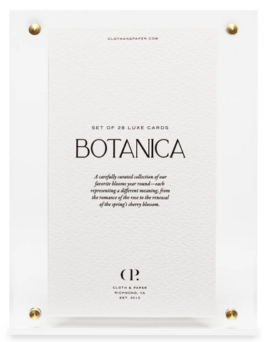 Acrylic desk stand with botanica card