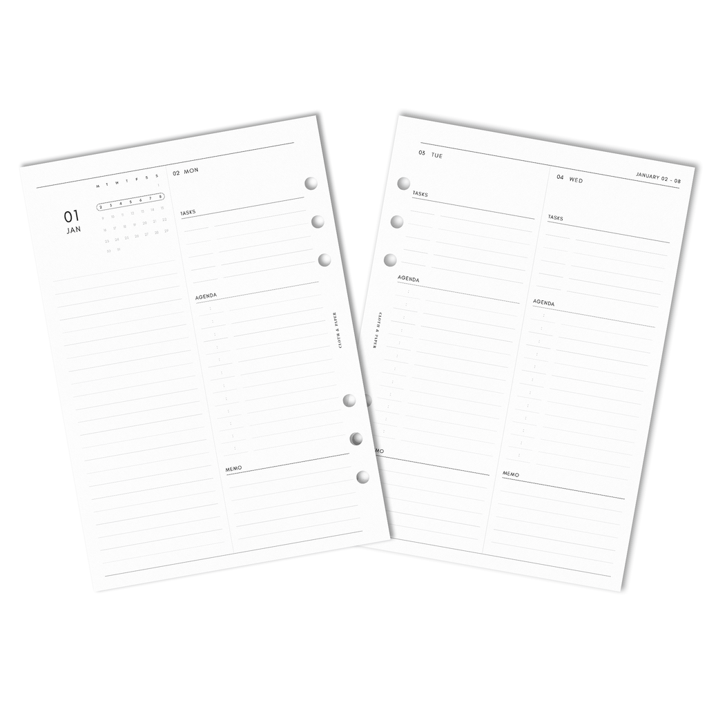 2023 Dated Planner Inserts, Vertical Weekly Lined