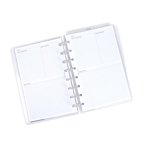 Mental Wellness inserts in use inside a Half Letter discbound planner.