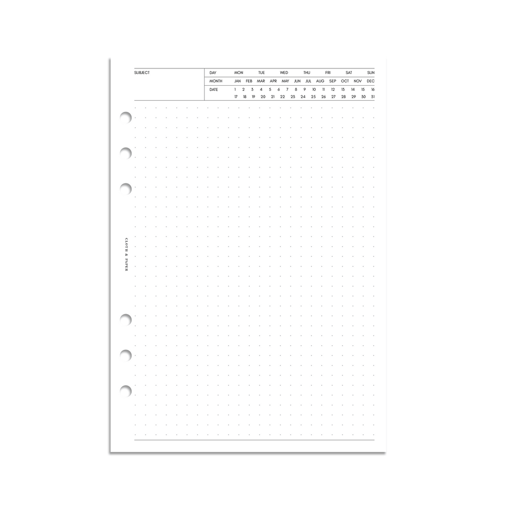 Mini Classy 3 Ring Index Planner Refill, 13 Grid