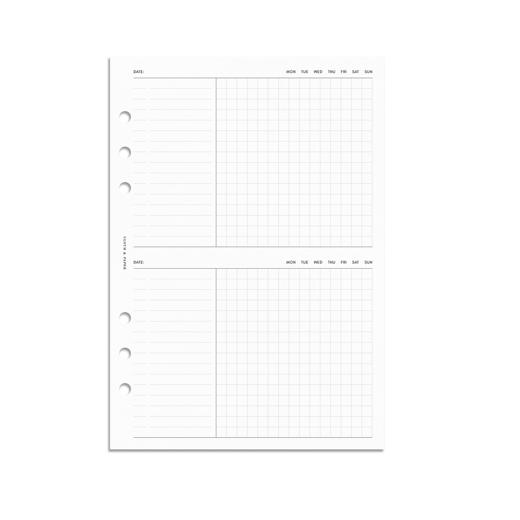 Undated Weekly NO.01 Vertical Hourly Planner Insert