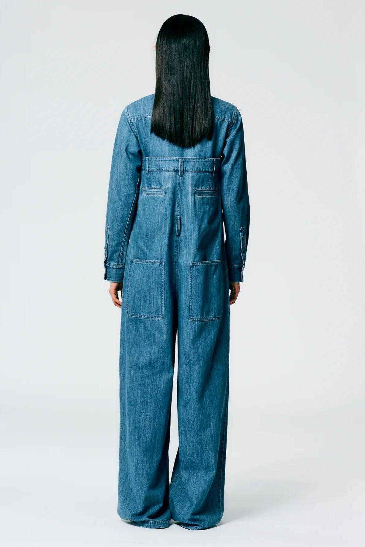 Tibi Lightweight Stonewashed Denim Jumpsuit - Denim Blue