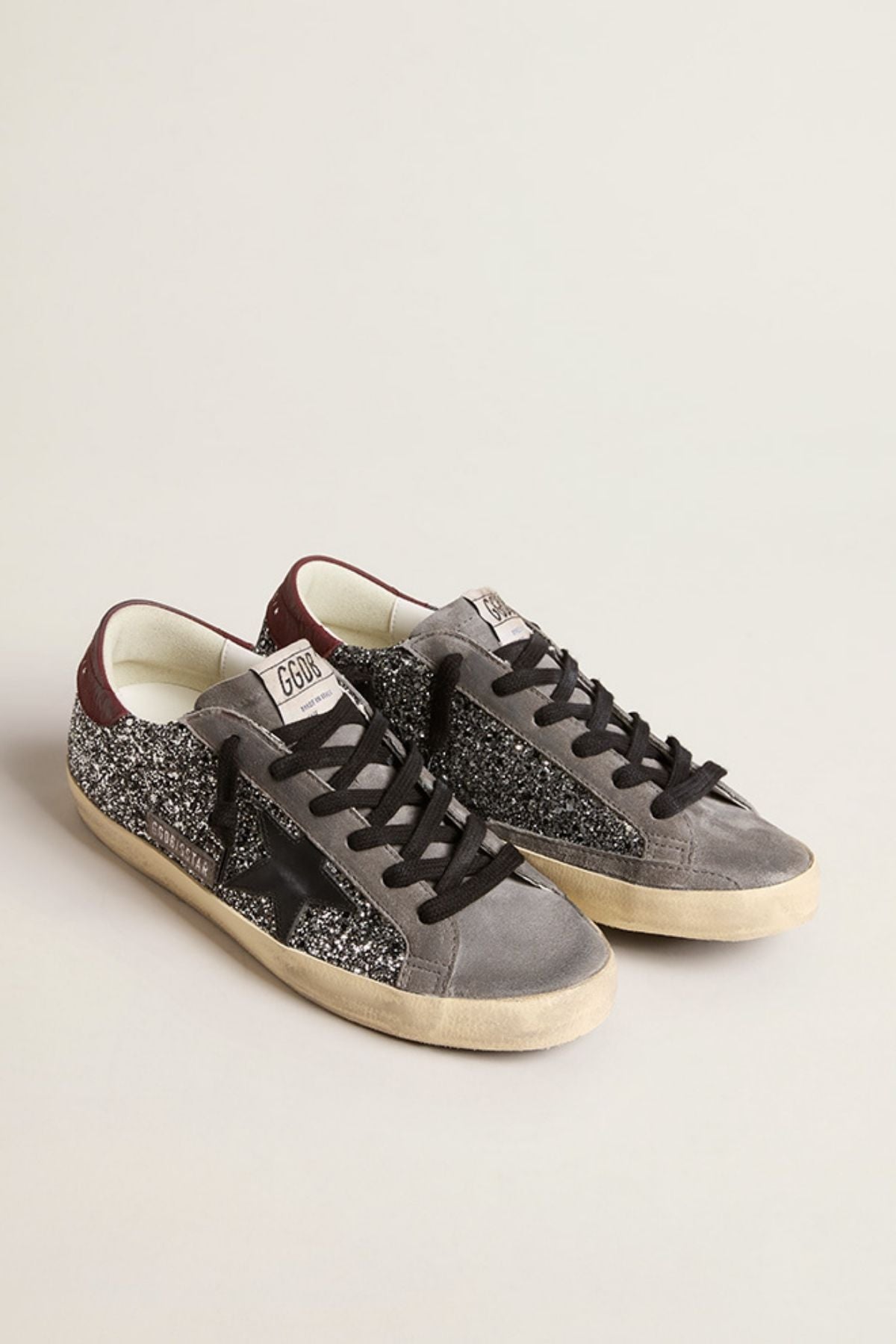 Golden Goose Super Star Glitter Sneaker - Silver/ Black/ Grey/ Red Wine