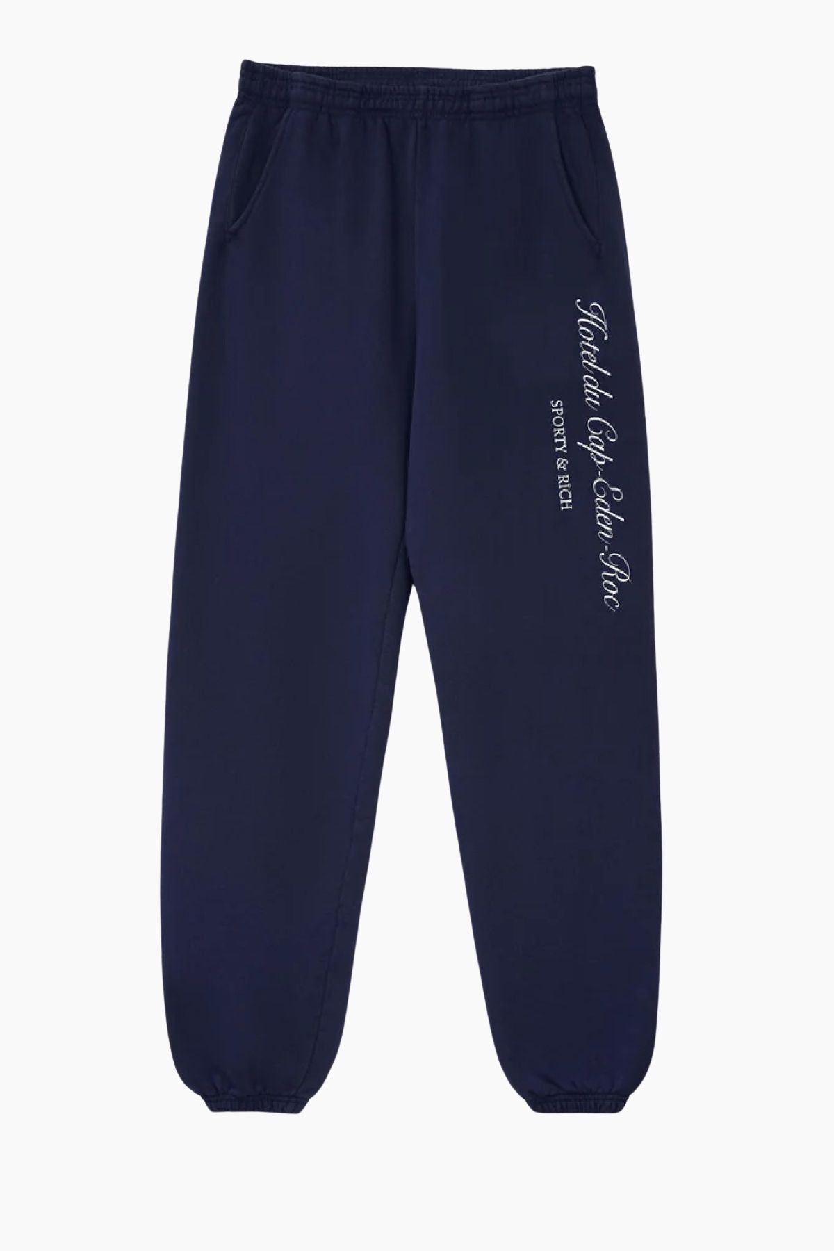 Sporty & Rich Hotel du Cap Cursive Sweatpant - Navy/ White