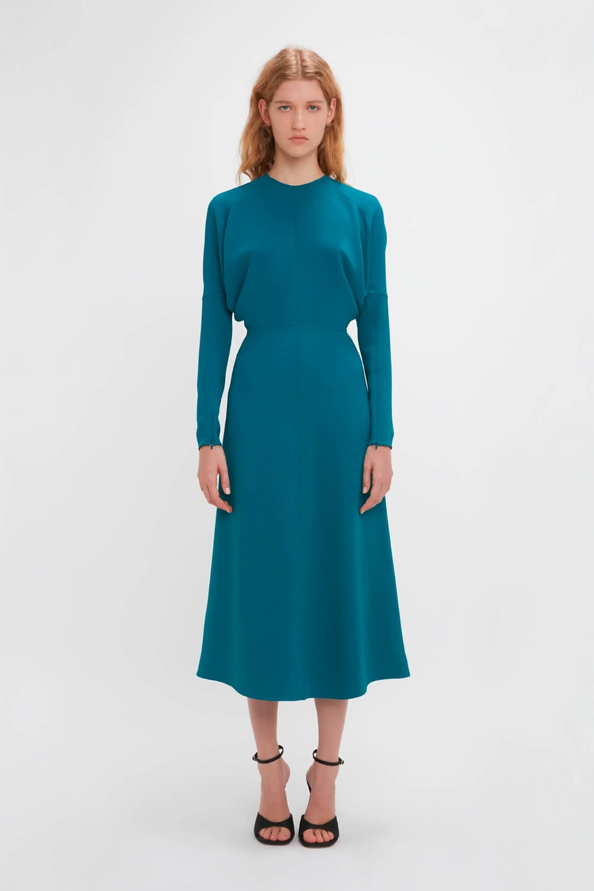 Victoria Beckham Long Sleeve Dolman Midi Dress - Petroleum