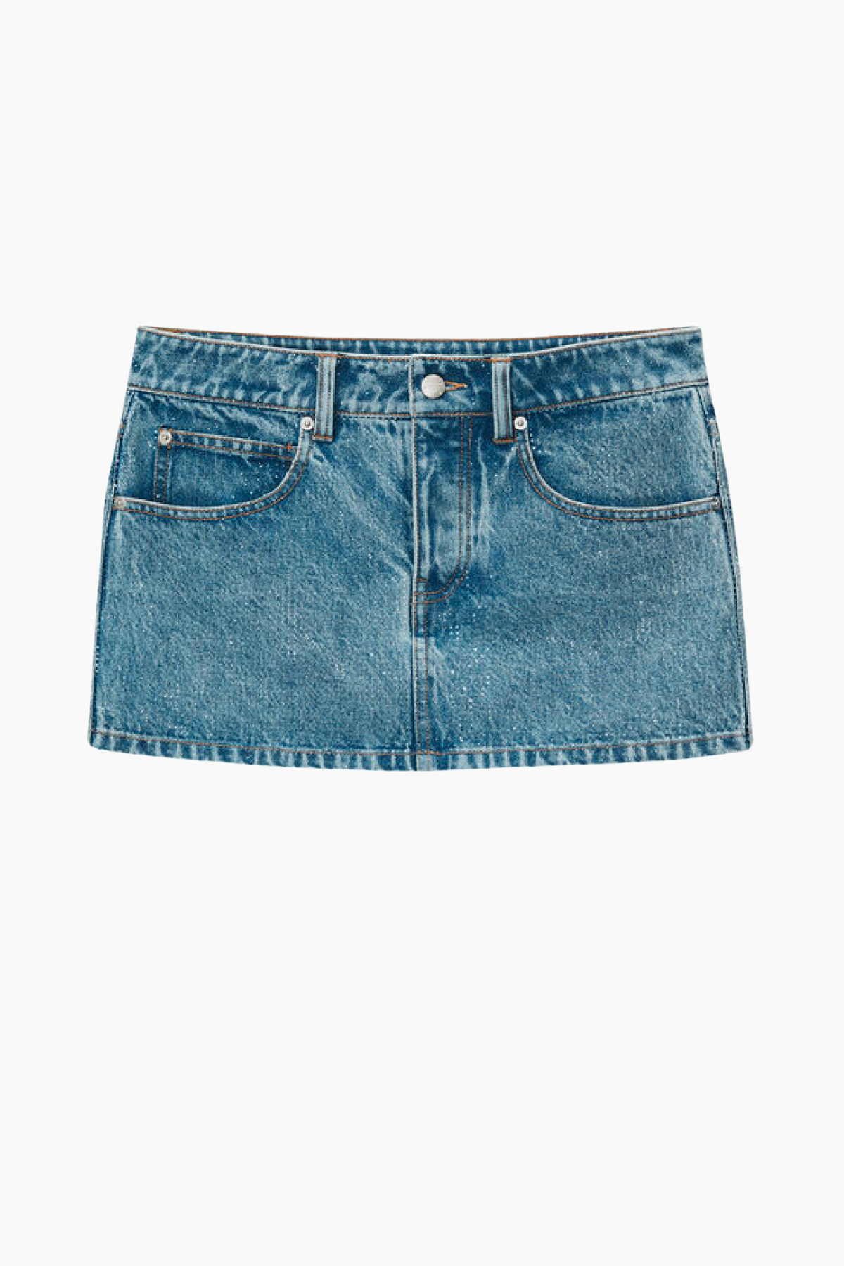 Alexander Wang Clear Hotfix Denim Mini Skirt - Light Vintage Indigo