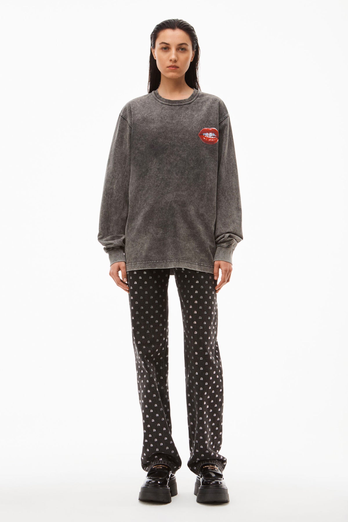 Alexander Wang Printed Grill Long Sleeve T-Shirt - Acid Black