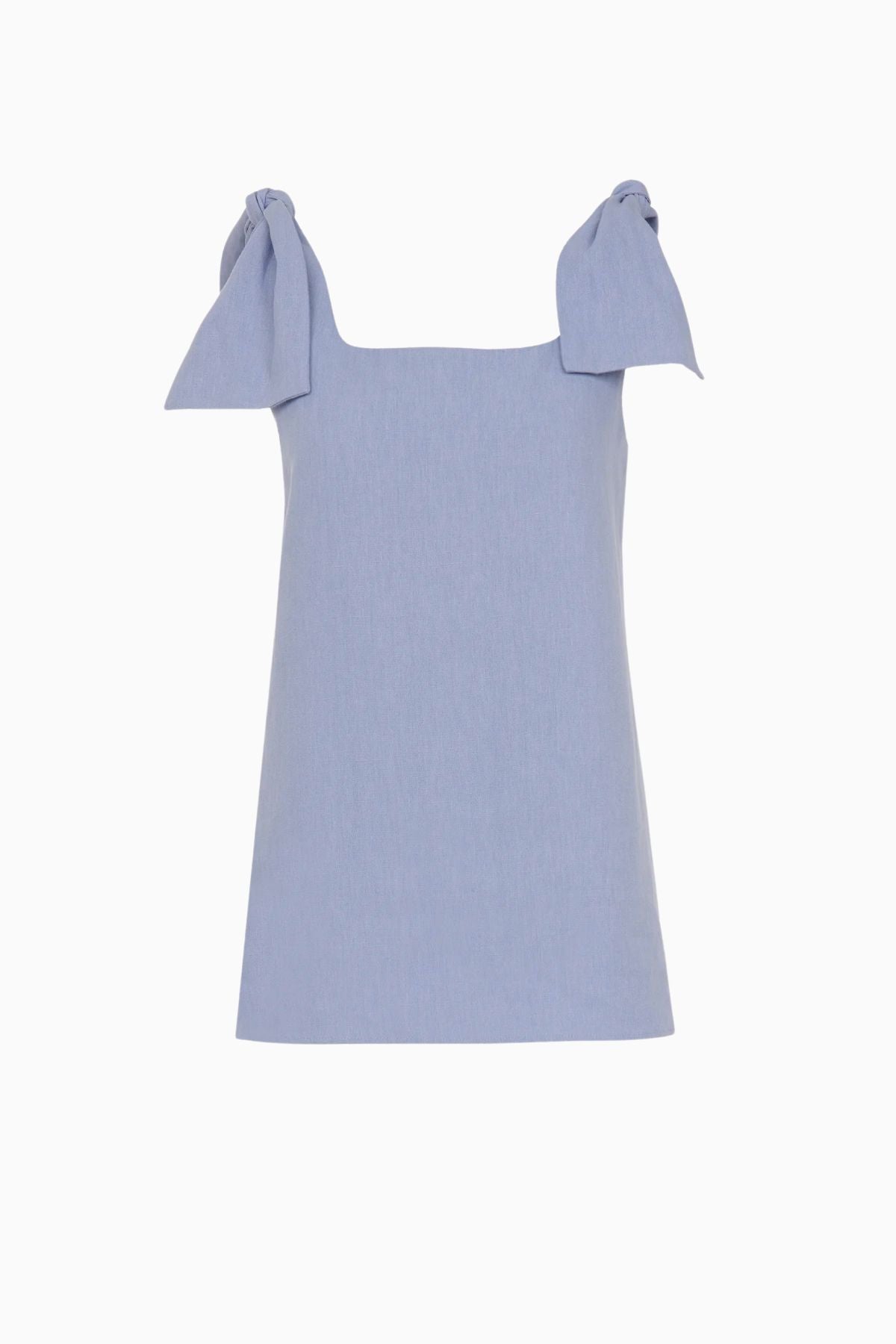 Chloé Linen Canvas Bow Shoulder Top - Pebble Blue