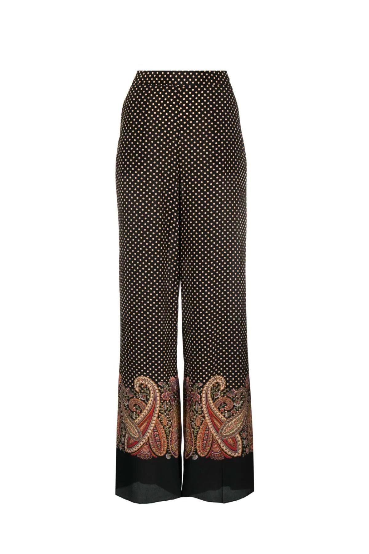 Etro Paisley Dot Print Silk Pant - Black