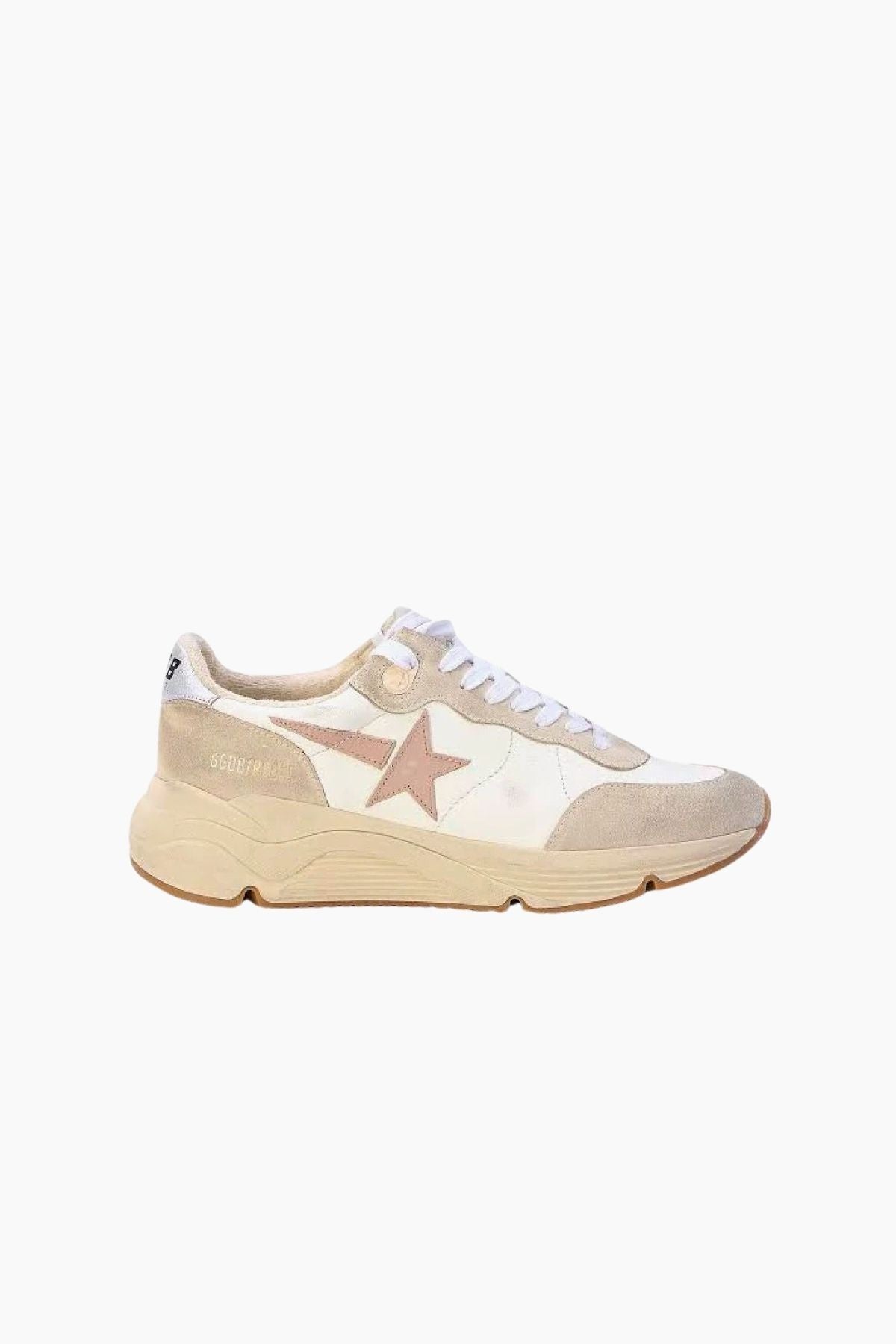 Golden Goose Running Sole Sneaker - White/ Seed Pearl/ Silver