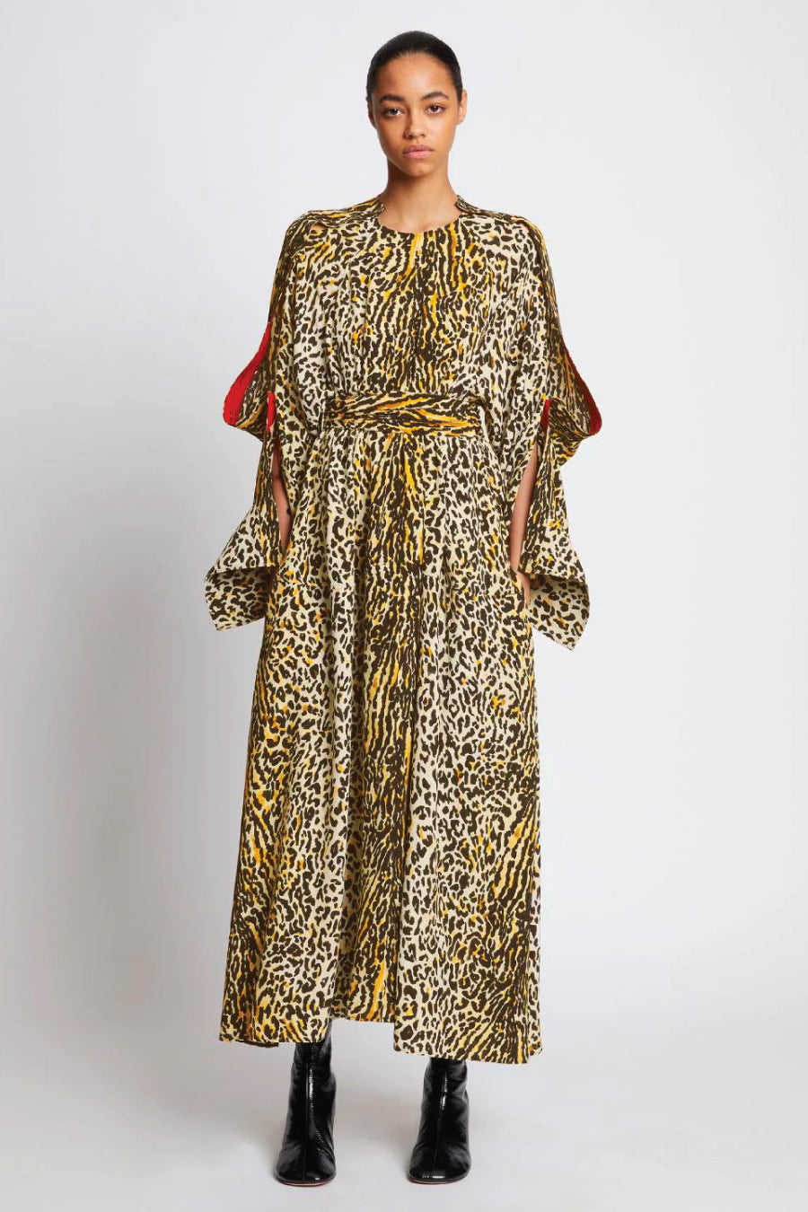 Proenza Schouler Printed Leopard Crepe Dress - Butter Multi