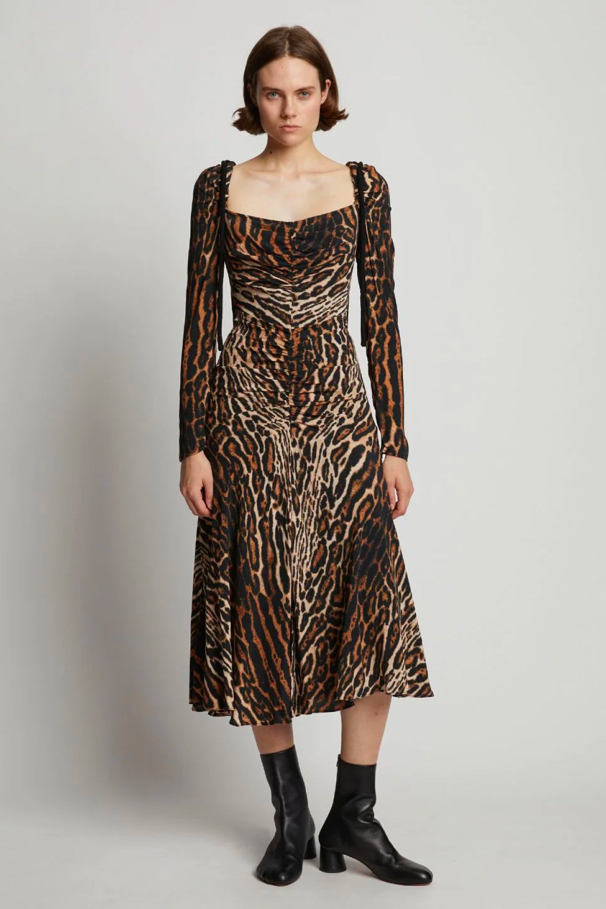 Proenza Schouler Leopard Print Cinched Dress - Brown Multi