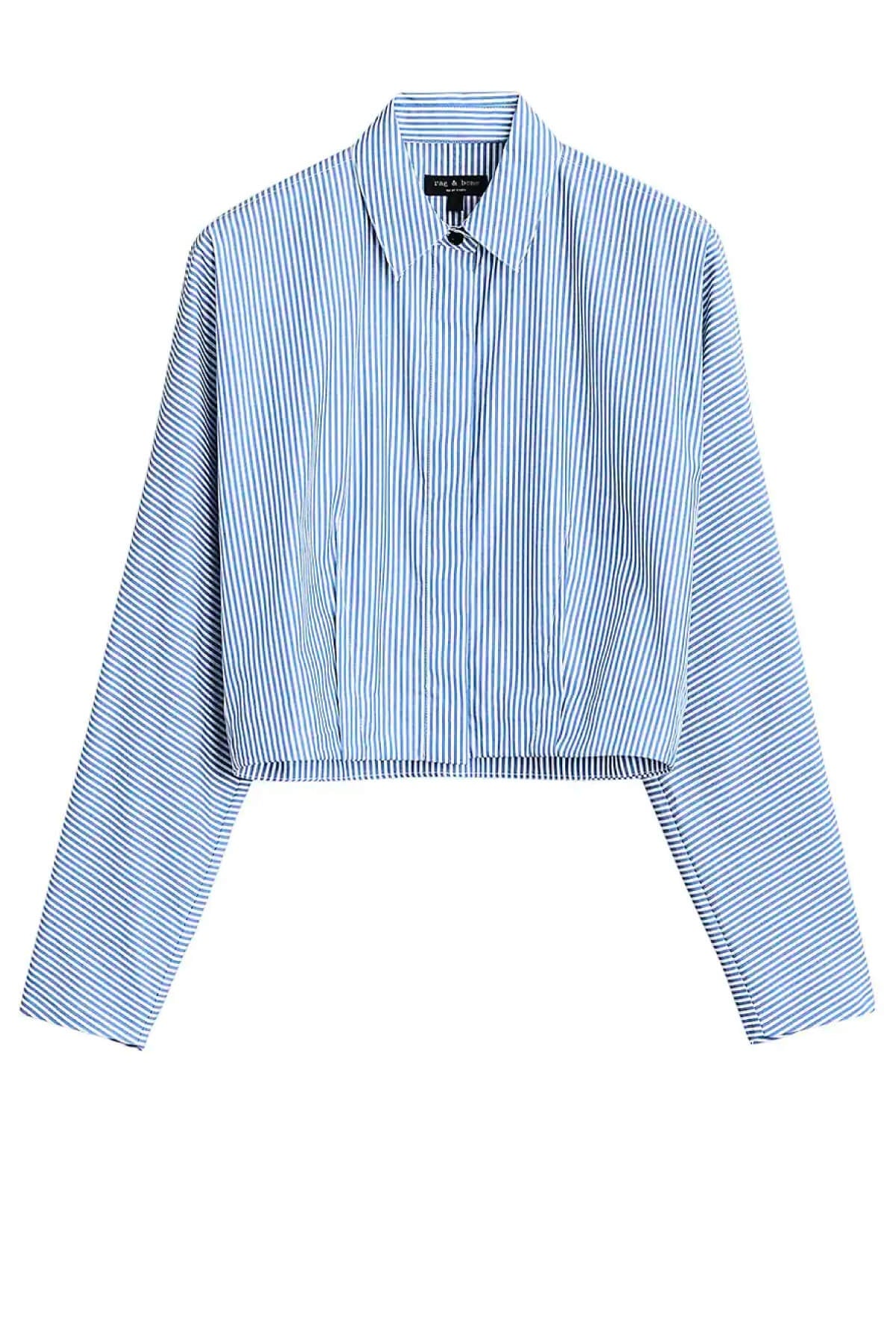 Rag & Bone Morgan Striped Cropped Shirt - Light Blue Stripe – Grace ...