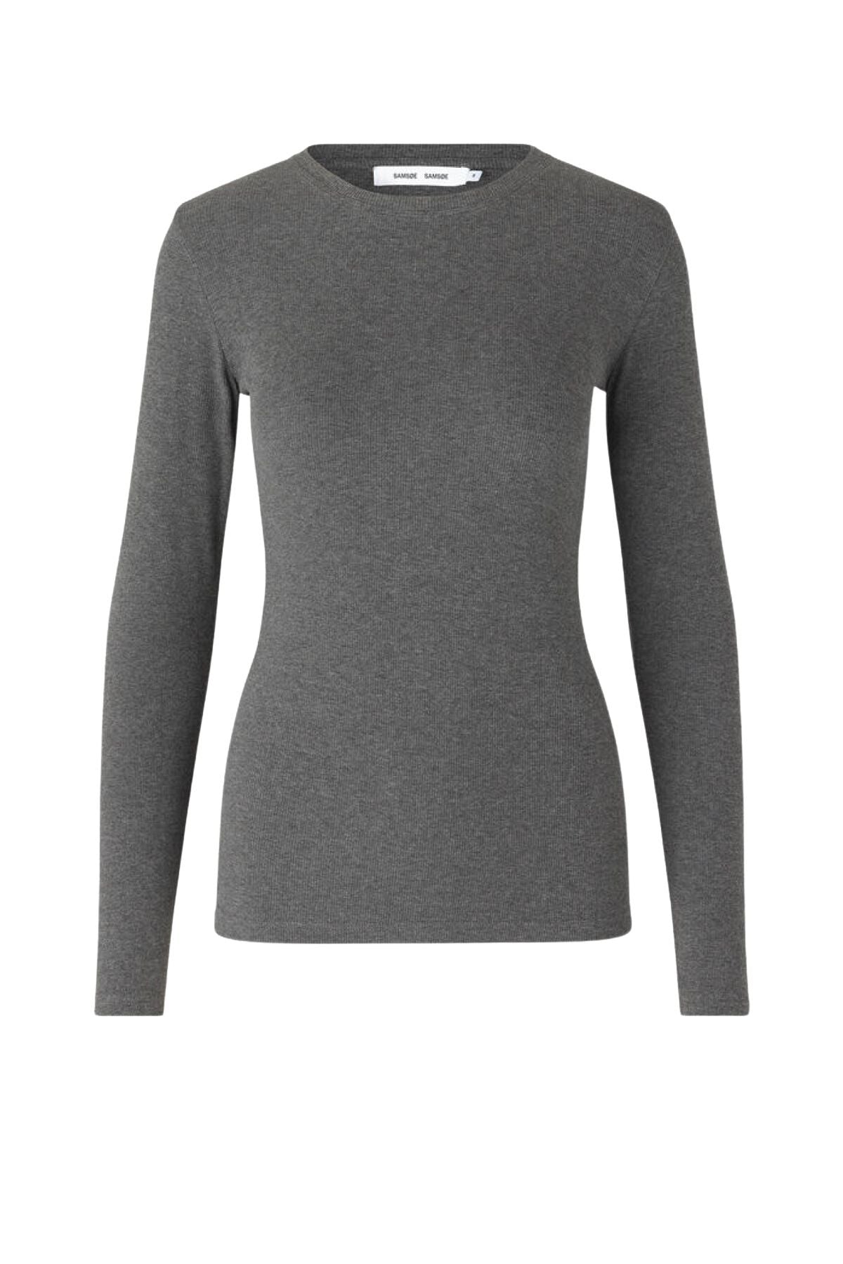 Samsøe Samsøe Alexa Long Sleeve T-Shirt - Dark Grey Melange