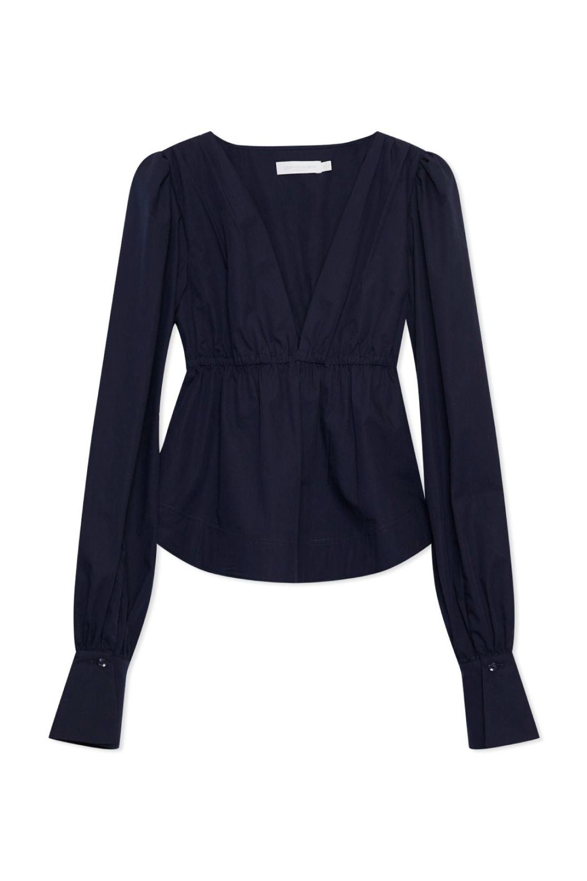 Simkhai Dominique Cotton Poplin Tie Sleeve Top - Midnight