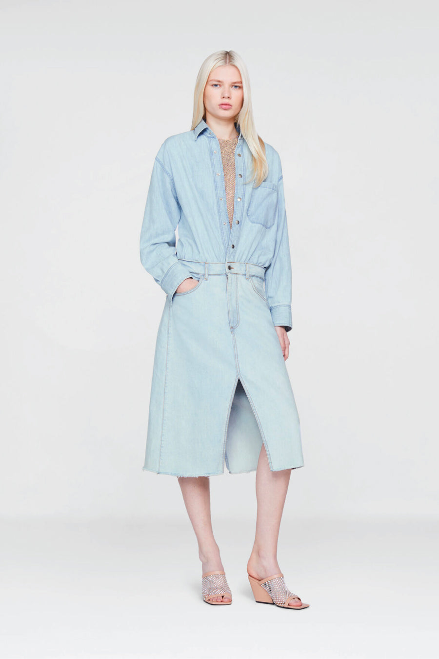 Stella McCartney Denim Shirt Dress - Pale Blue