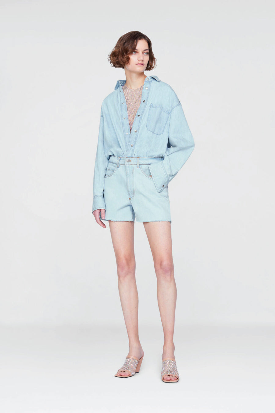 Stella McCartney Denim Playsuit - Pale Blue