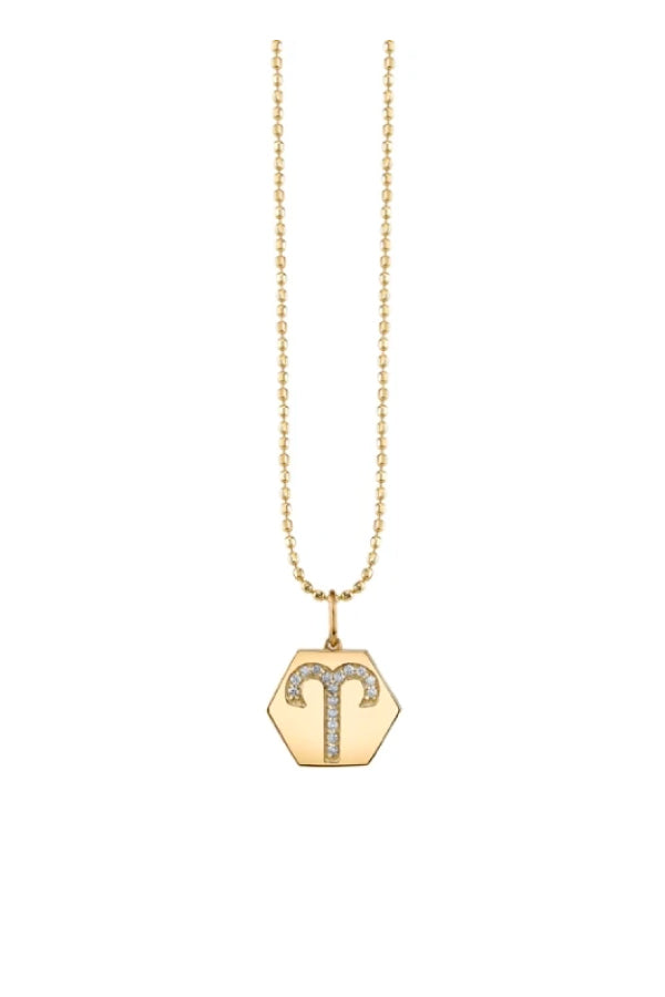 Sydney Evan Hexagon Diamond Zodiac Charm Necklace - Aries