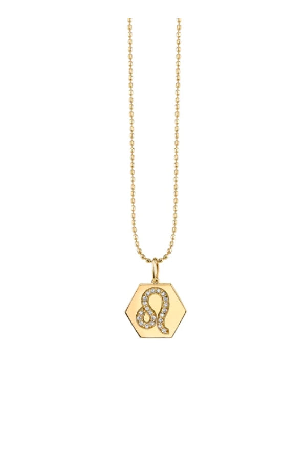 Sydney Evan Hexagon Diamond Zodiac Charm Necklace - Leo