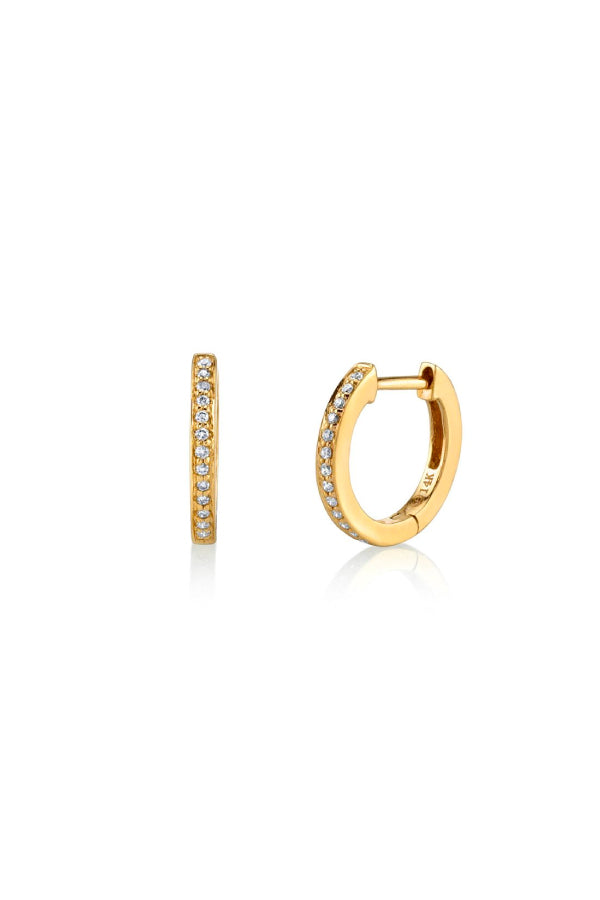 Sydney Evan Pave Huggie Hoops - Yellow Gold