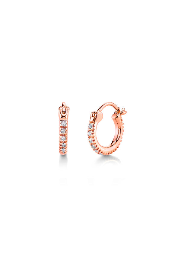 Sydney Evan Mini Diamond Huggie Hoops - Rose Gold