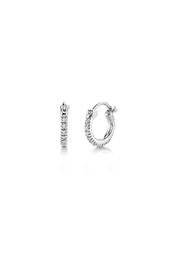 Sydney Evan Mini Diamond Huggie Hoops - White Gold