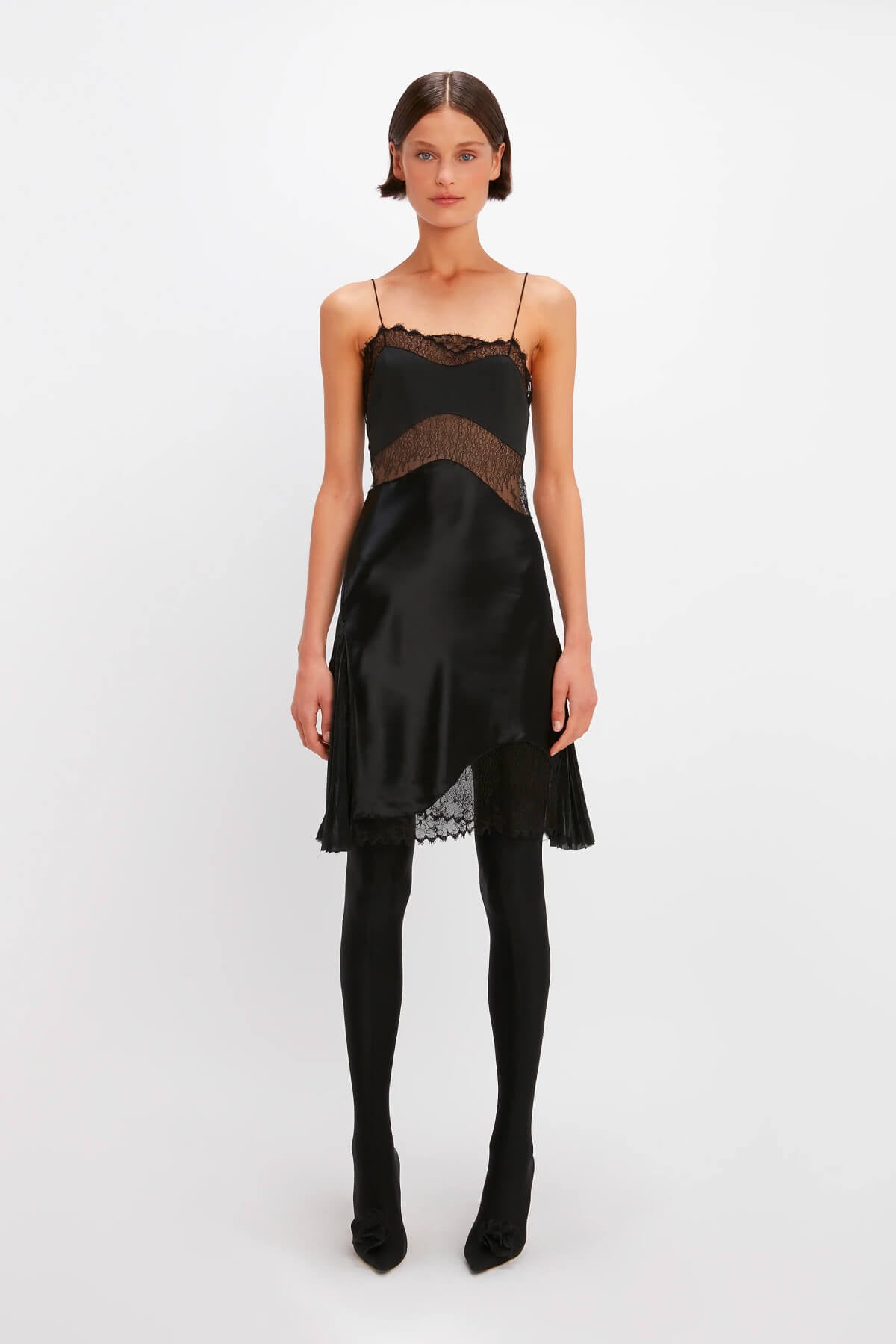 Victoria Beckham Lace Detail Cami Mini Dress - Black