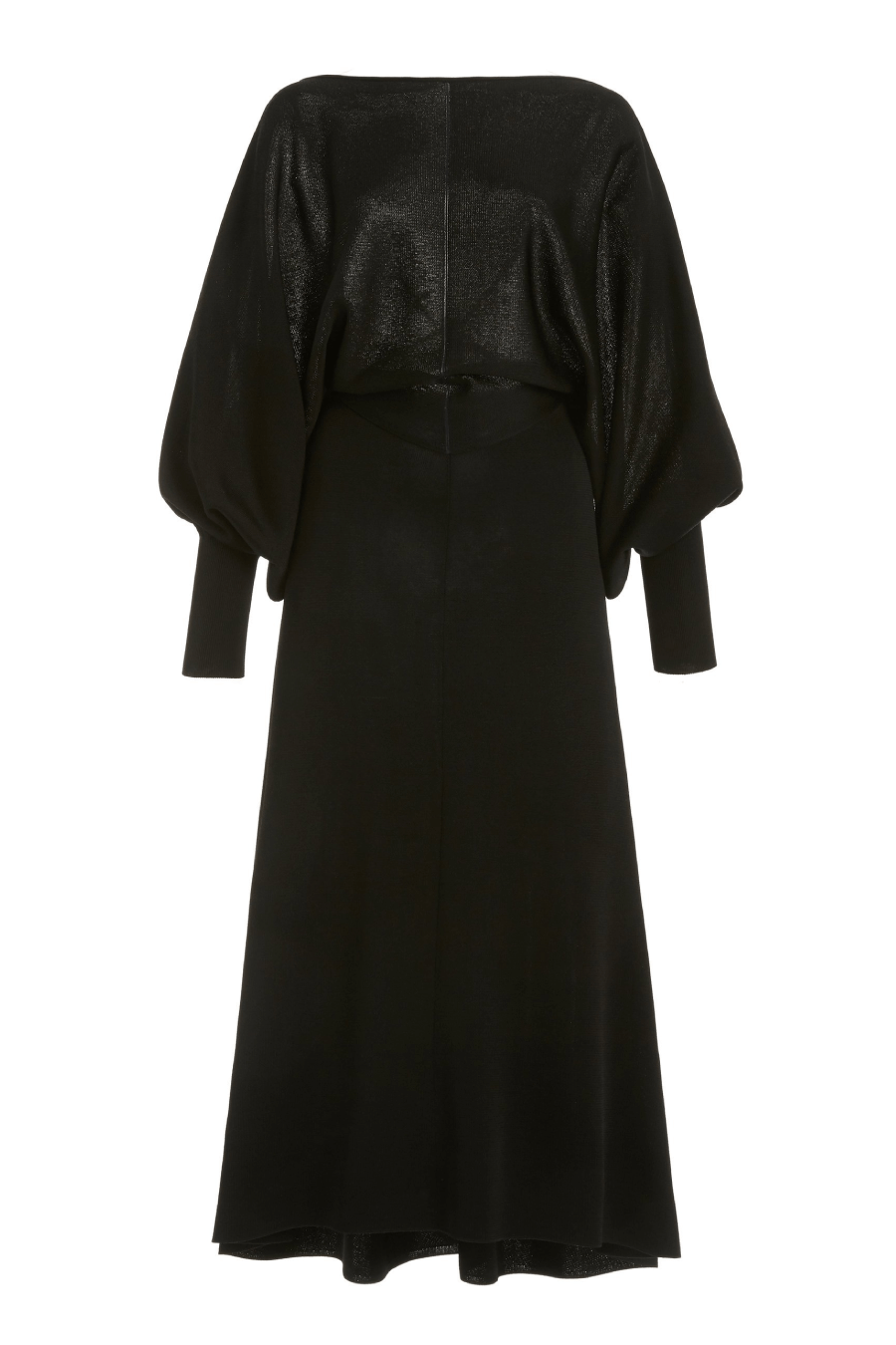 Victoria Beckham Drape Sleeve Open Back Midi Dress - Black/ Navy