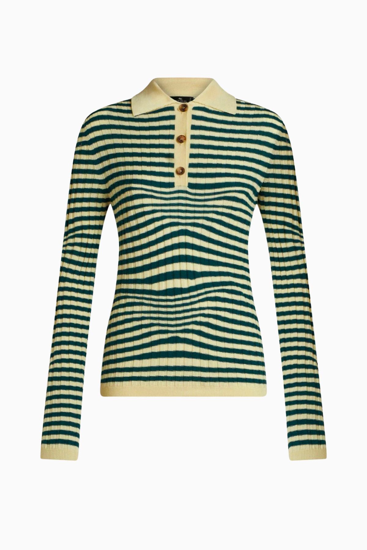 Etro Striped Knitted Polo Jumper - Green