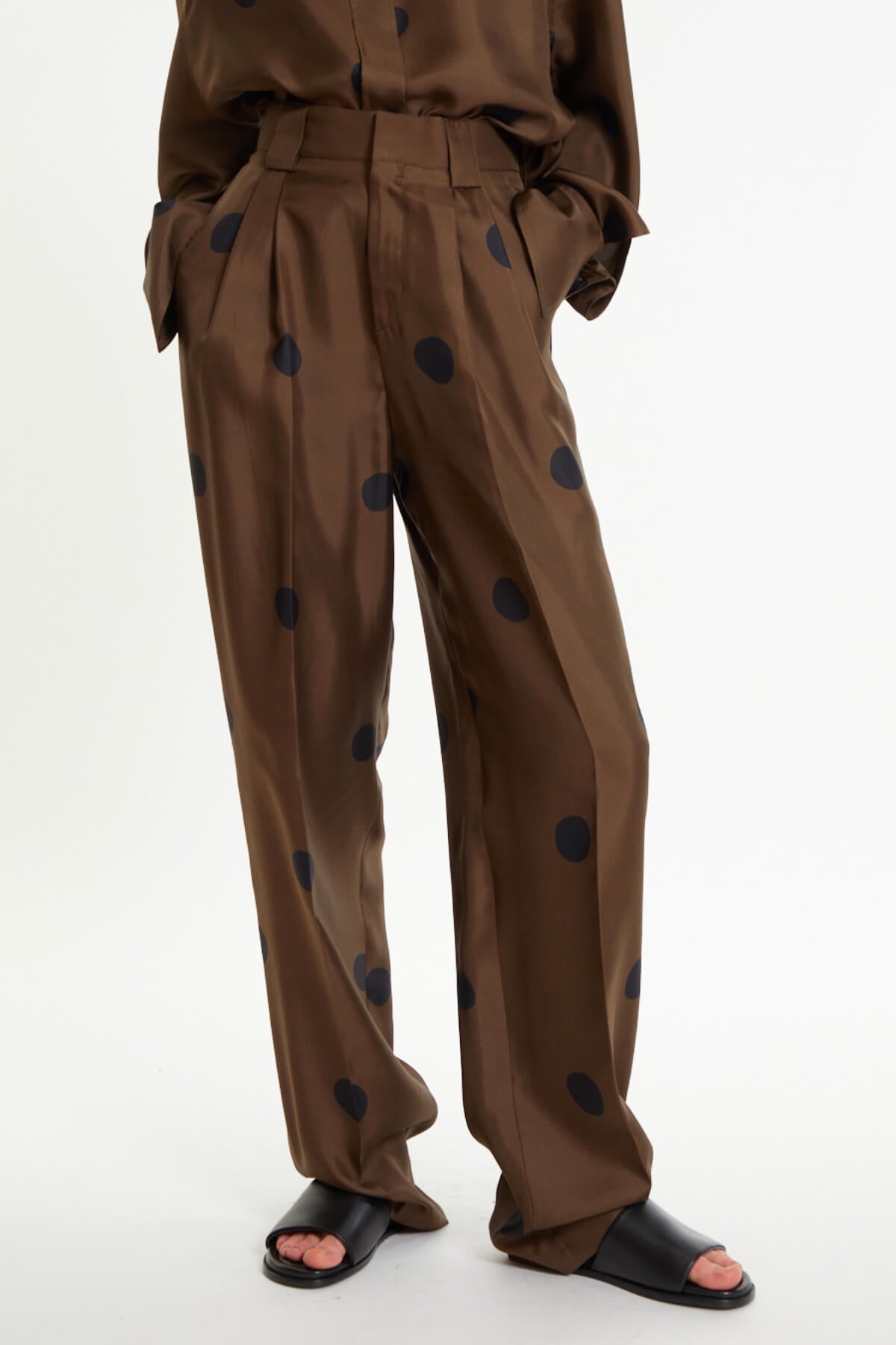 Petar Petrov Distraction Printed Silk Trousers - Umber/ Black